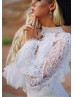 High Neck Ivory Lace Keyhole Back Wedding Dress High Neck Ivory Lace Keyhole Back Wedding Dress